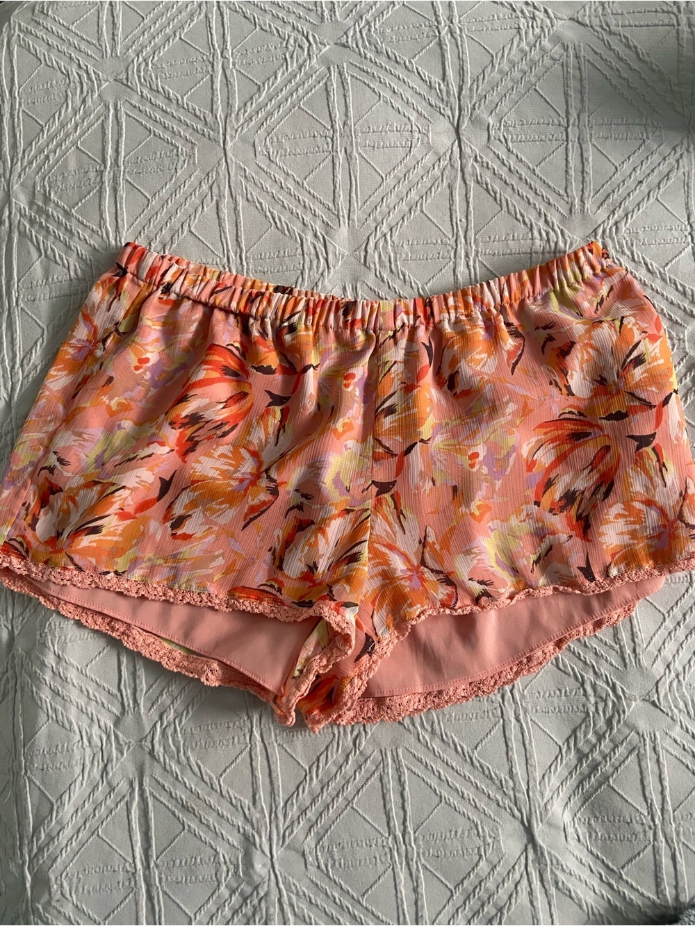 Aritzia Talula Pink and Orange Floral Flowy Shorts